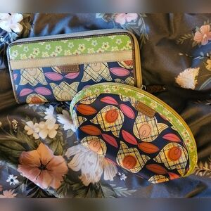 ✨️Fossil-Bundle! Vintage Yellow Floral Lined Small Pouch & Wallet